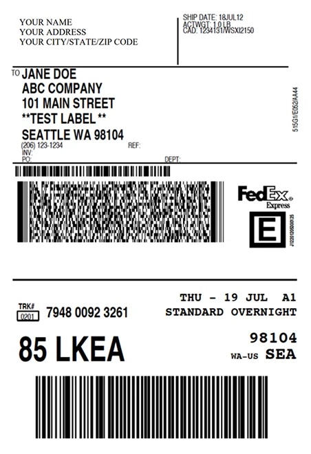 An overnight shipping label